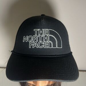The North Face black trucker embroidered black and white Cap